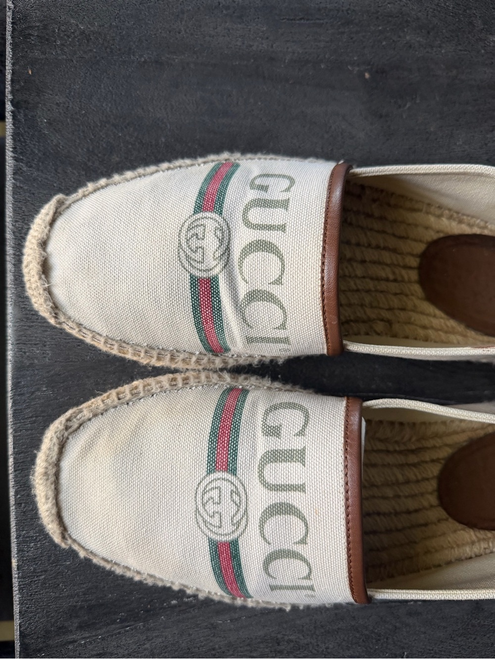 Gucci Beige Canvas Espadrilles with Green and Red Web - Picture 7 of 16